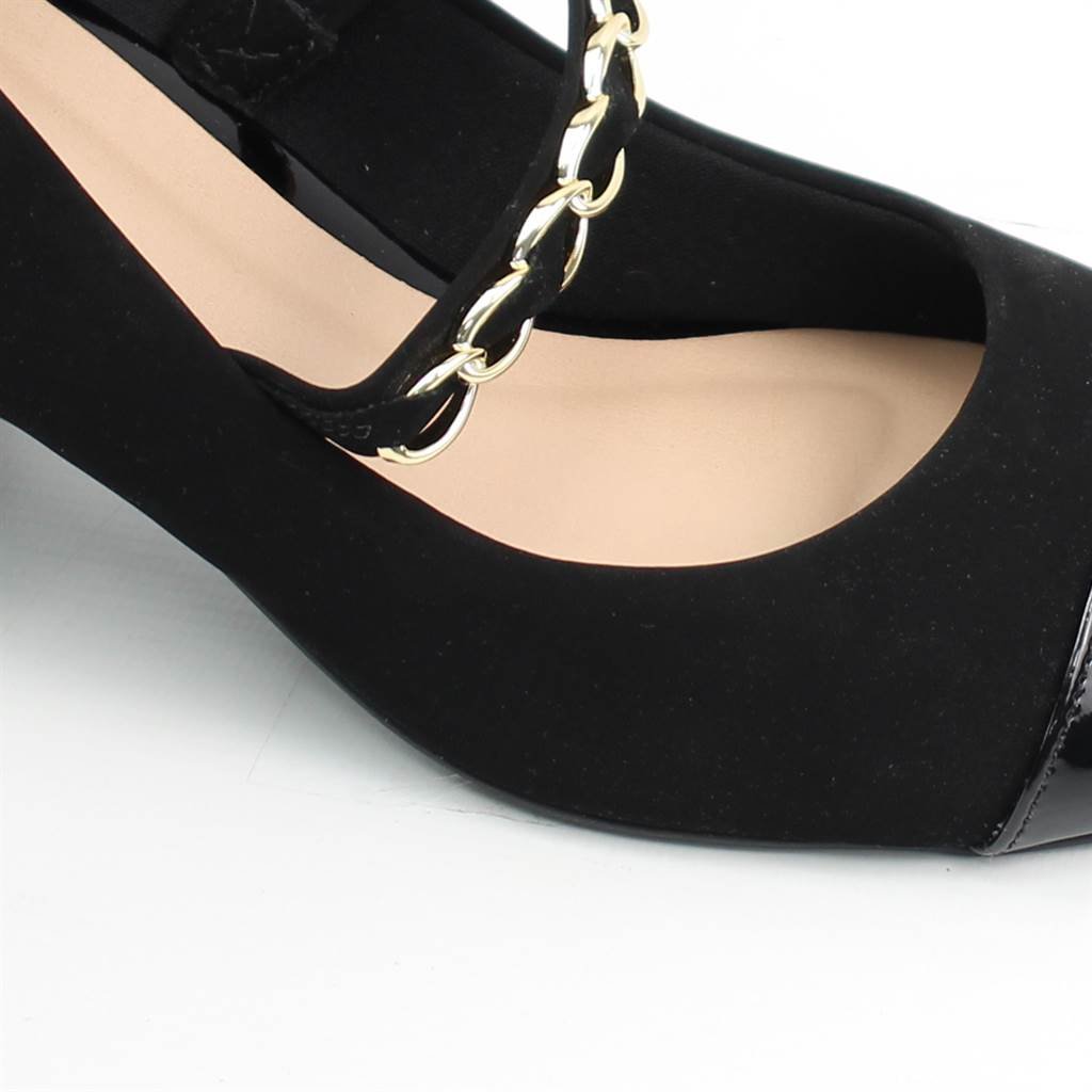 Scarpin Salto Bloco Fivela Preto 3