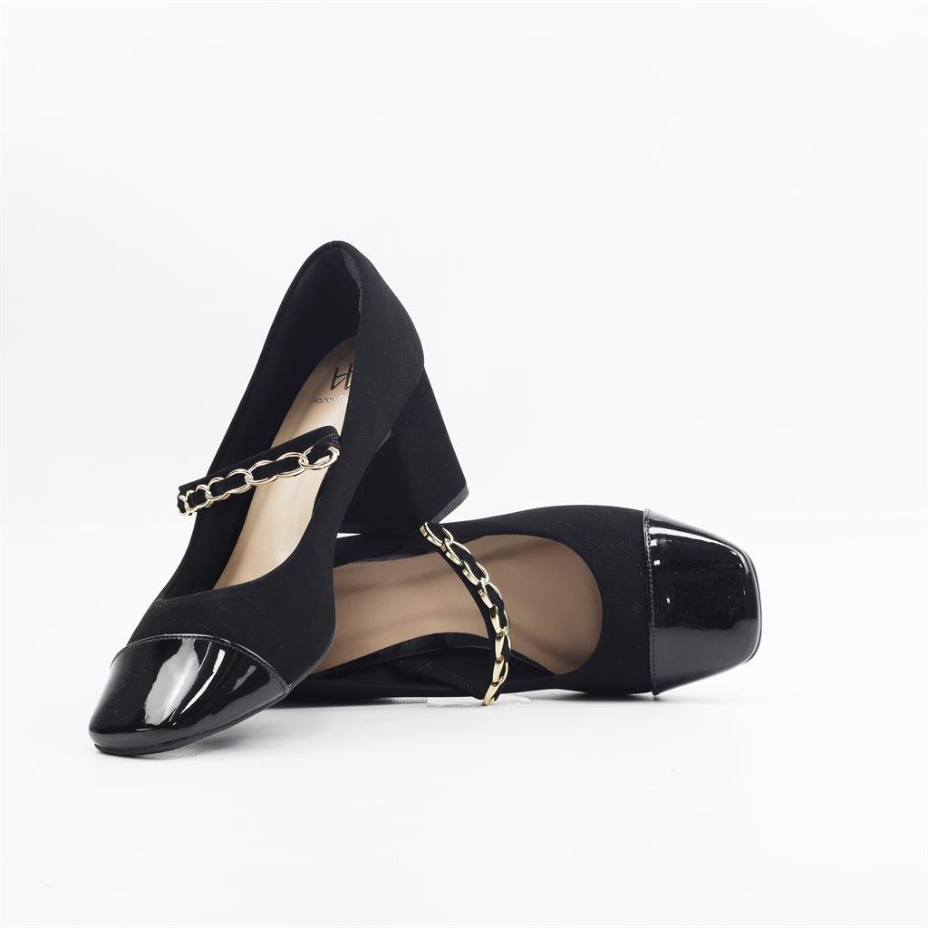 Scarpin Salto Bloco Fivela Preto 4