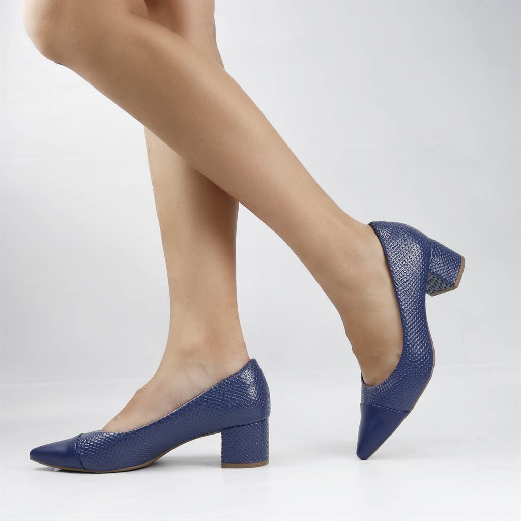Scarpin Salto Bloco Azul 1