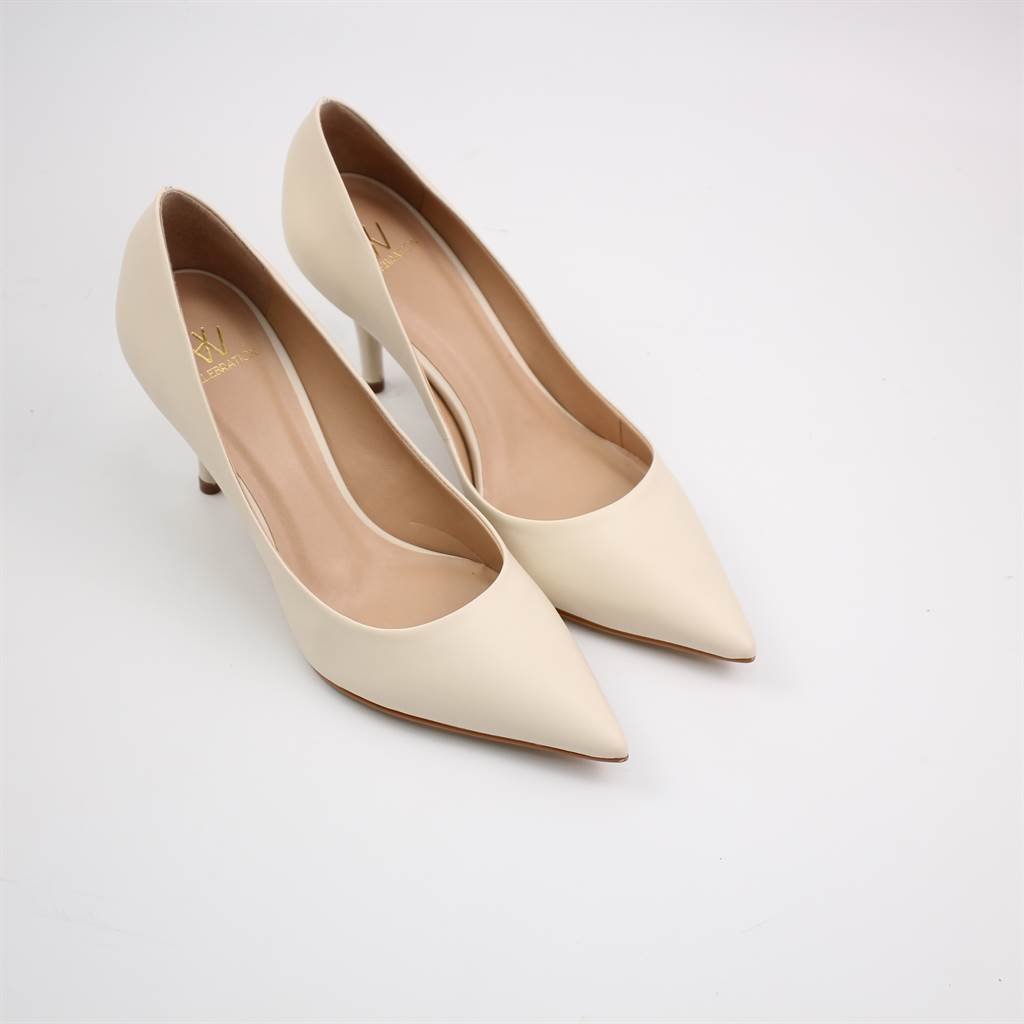 Scarpin Salto Fino Couro Branco 2