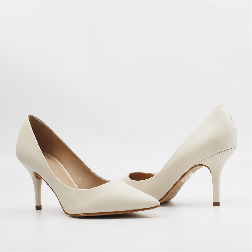 Scarpin Salto Fino Couro Branco 3