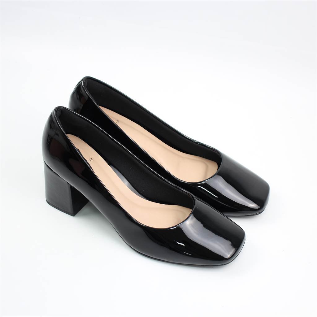 Scarpin Salto Bloco Verniz Preto 2