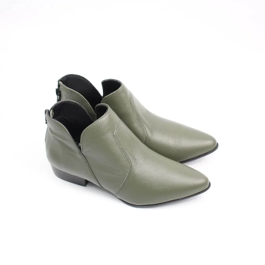Bota Cano Baixo Couro Verde 2