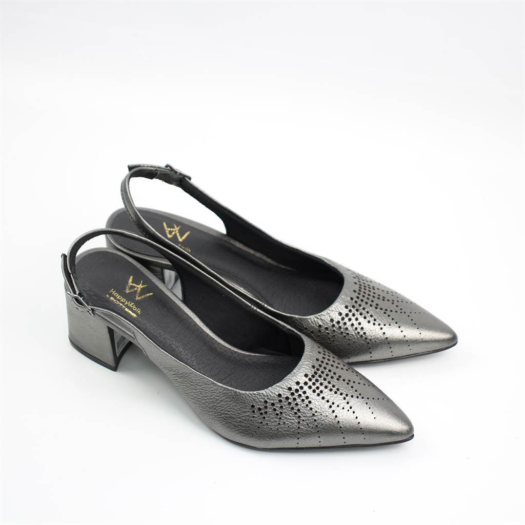 Scarpin Couro Metalizado Prata 2