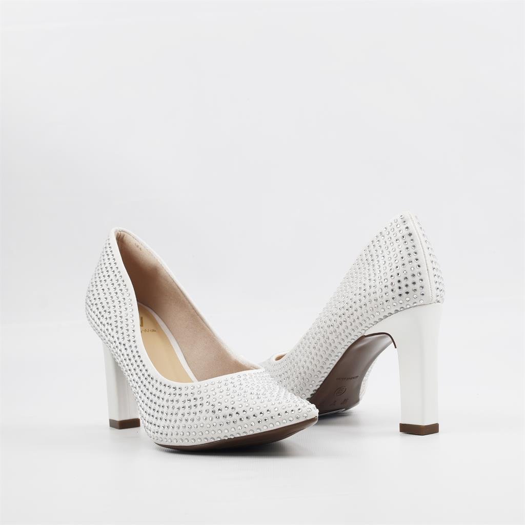 Scarpin Salto Bloco Hot Fix Branco 3