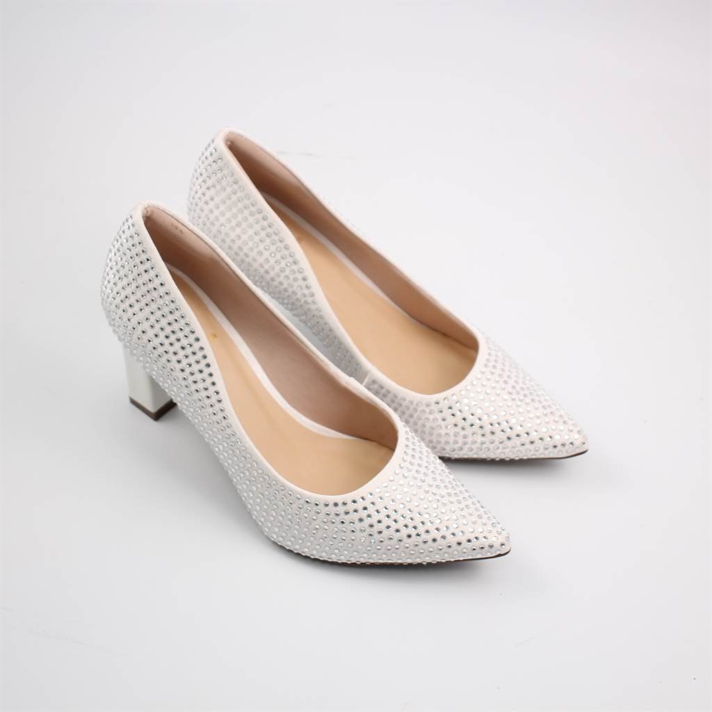 Scarpin Salto Bloco Hot Fix Branco 2