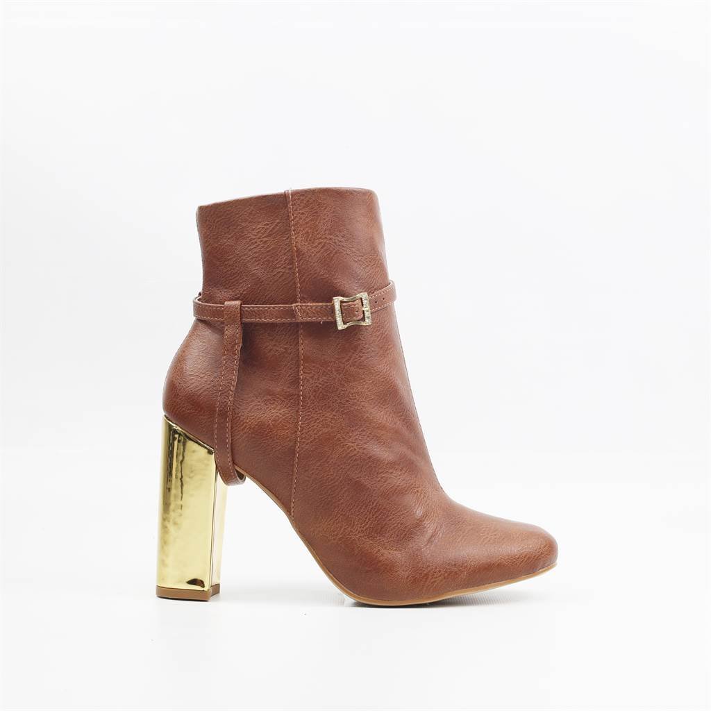 Bota Cano Baixo Salto Bloco Marrom 5