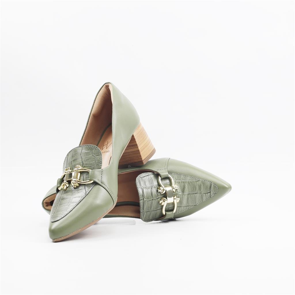 Scarpin Mocassim Detalhe Verde 4