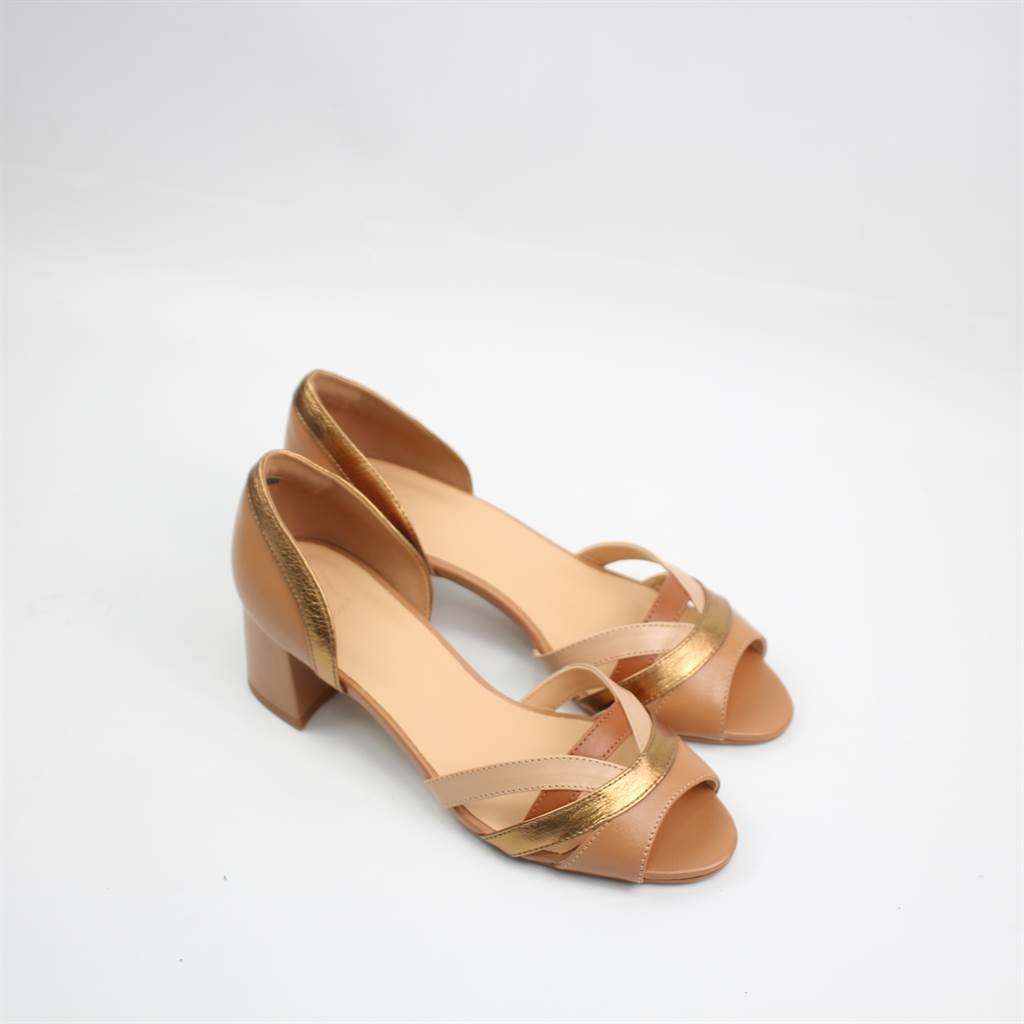 Sandália Salto Fino Couro Marrom 2