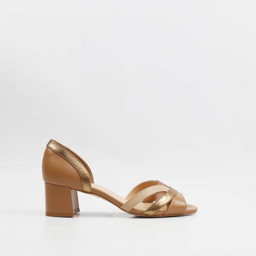 Sandália Salto Fino Couro Marrom 5