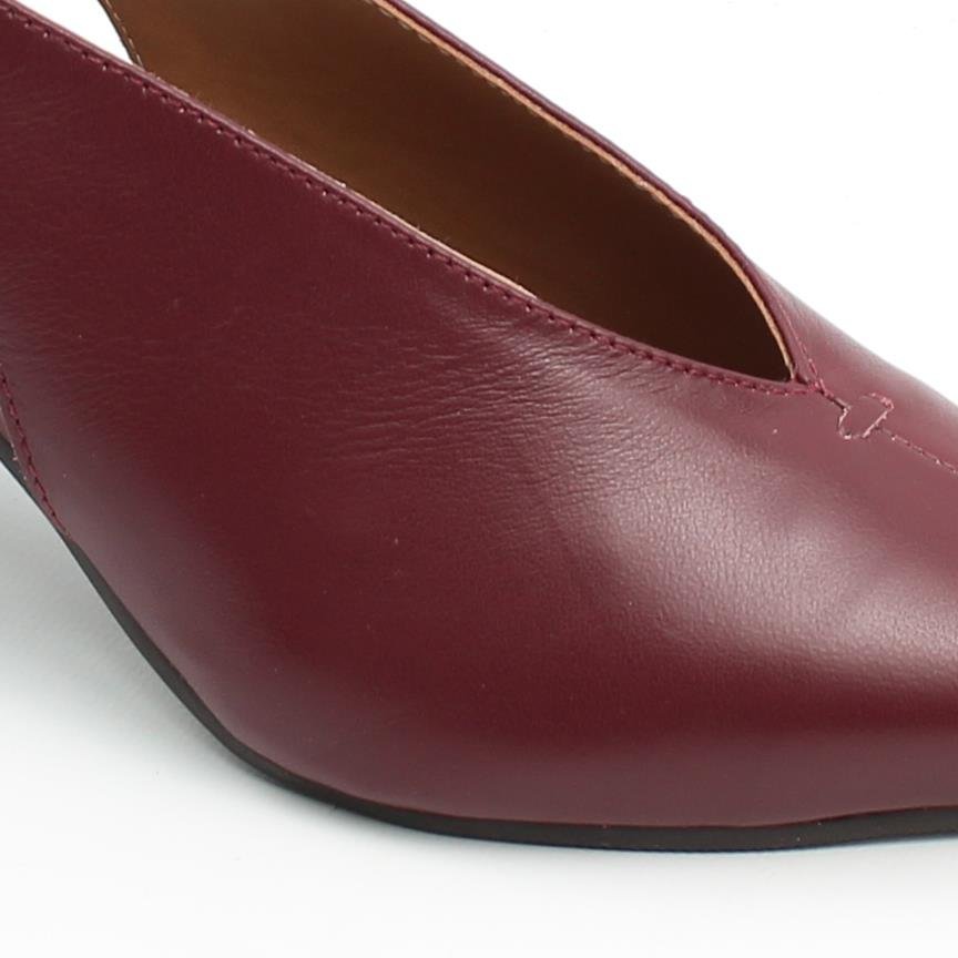 Scarpin Salto Bloco Slingback Couro Vermelho 3