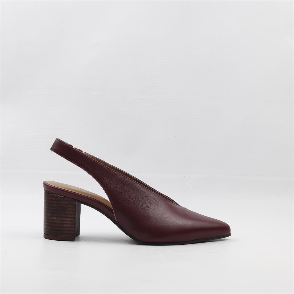 Scarpin Salto Bloco Slingback Couro Vermelho 5