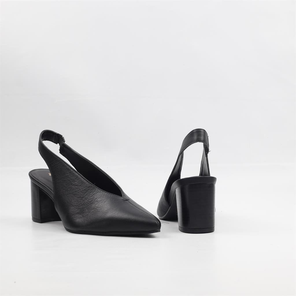 Scarpin Salto Bloco Slingback Couro 14
