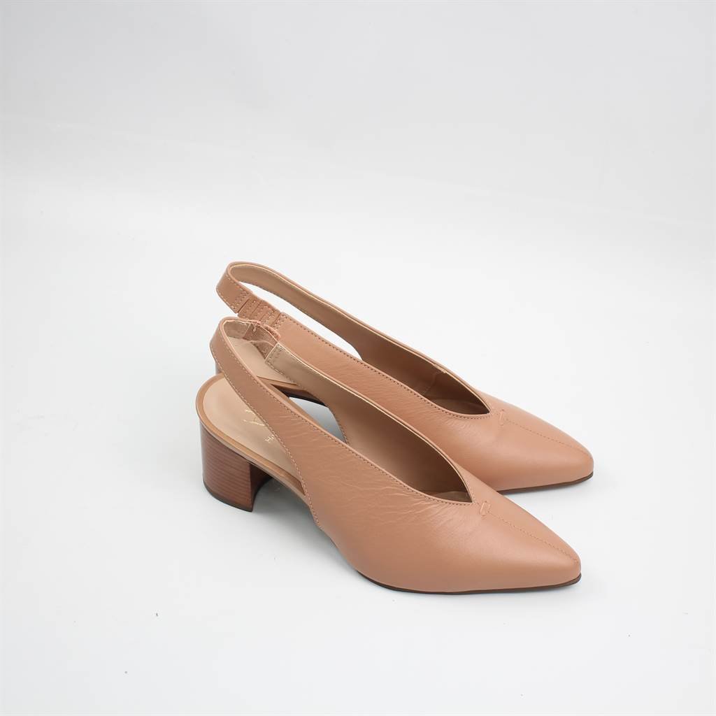 Scarpin Salto Bloco Slingback Couro 15