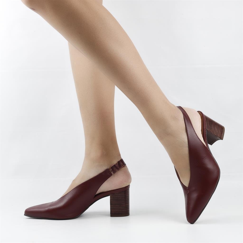 Scarpin Salto Bloco Slingback Couro 5