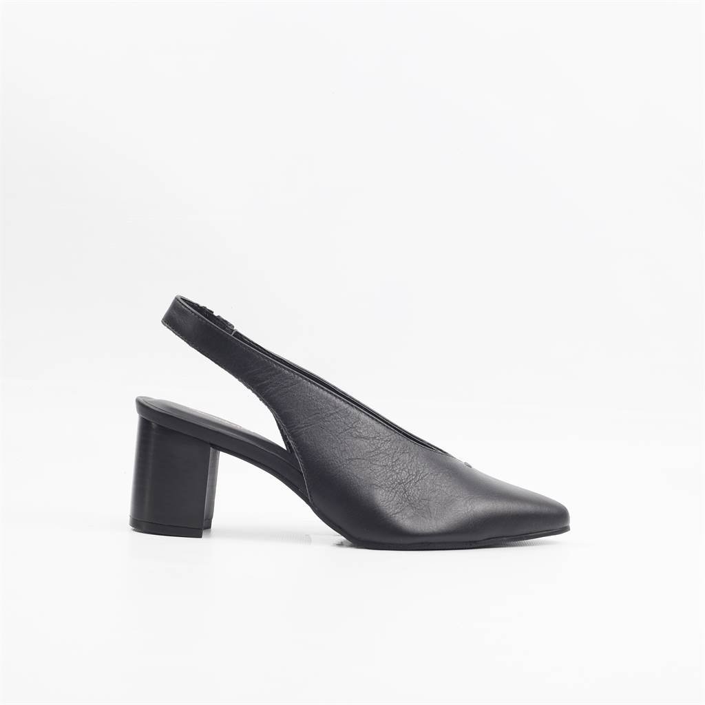 Scarpin Salto Bloco Slingback Couro 8
