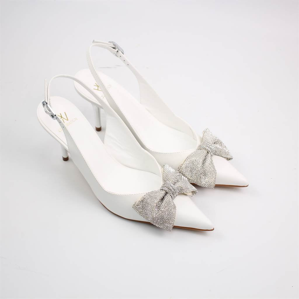Scarpin Salto Fino Slingback Branco 2