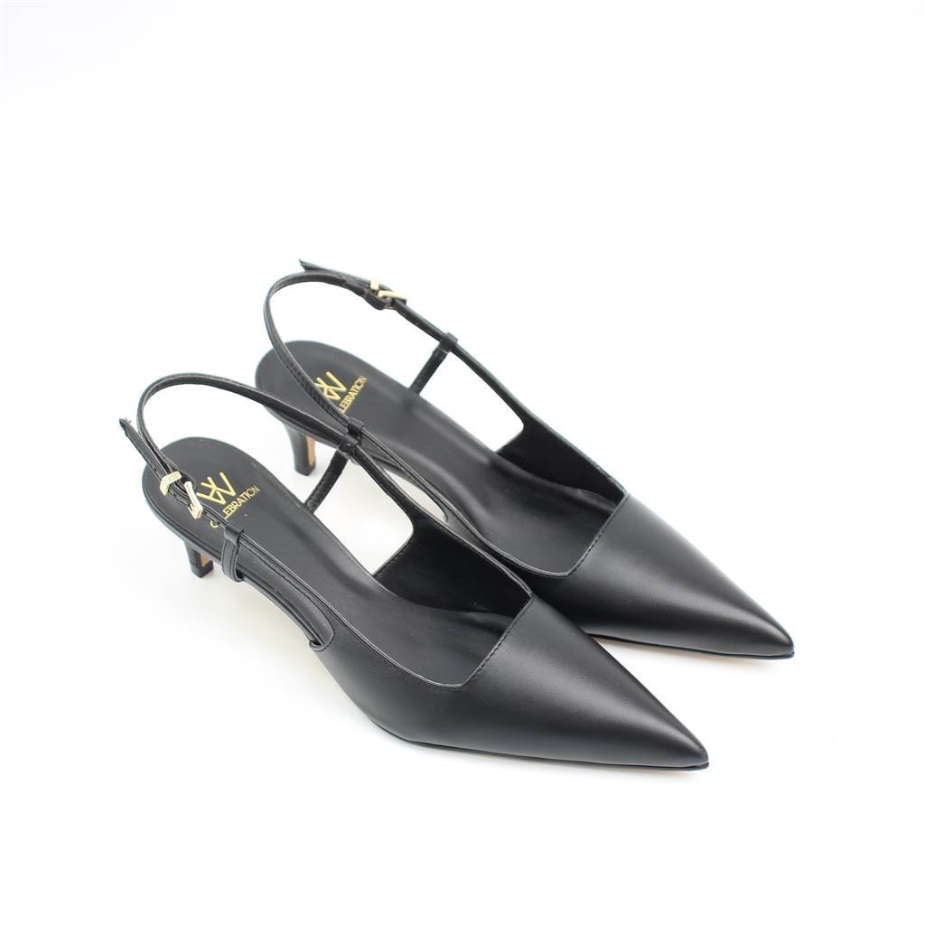 Scarpin Salto Fino Slingback Preto 3