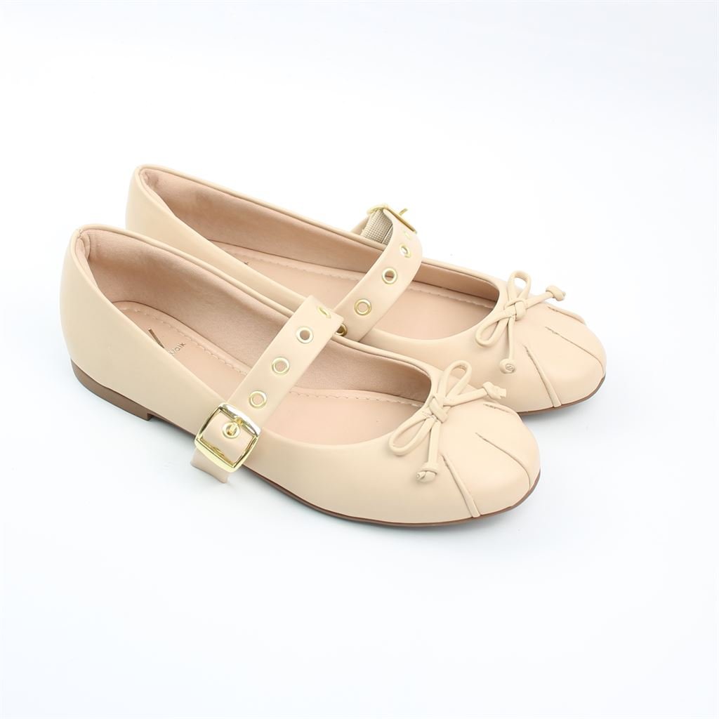 Sapatilha Bico Redondo Fivela Bege 2