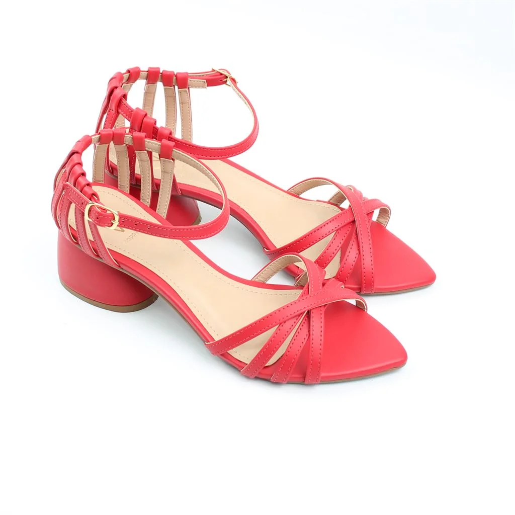 Sandália Salto Bloco Vermelho 3