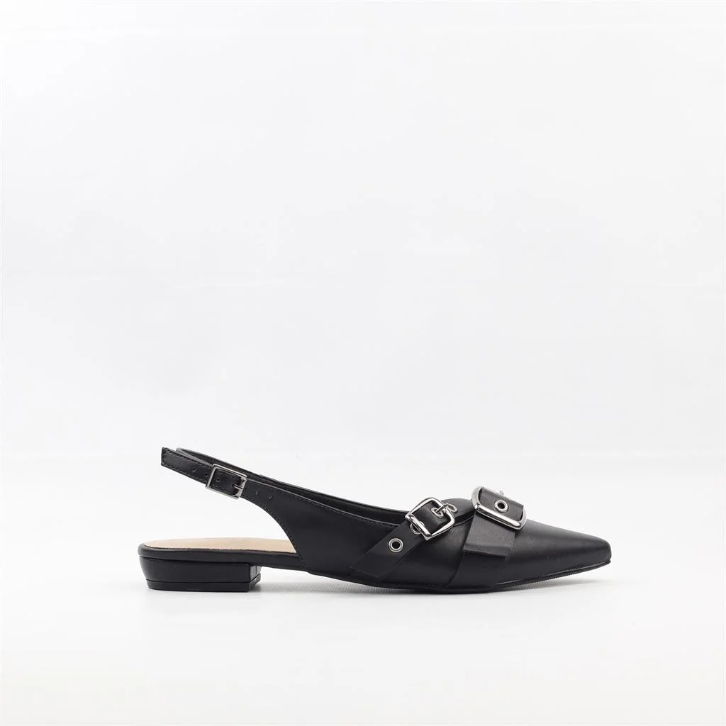 Sapatilha Slingback Detalhe Preto 5