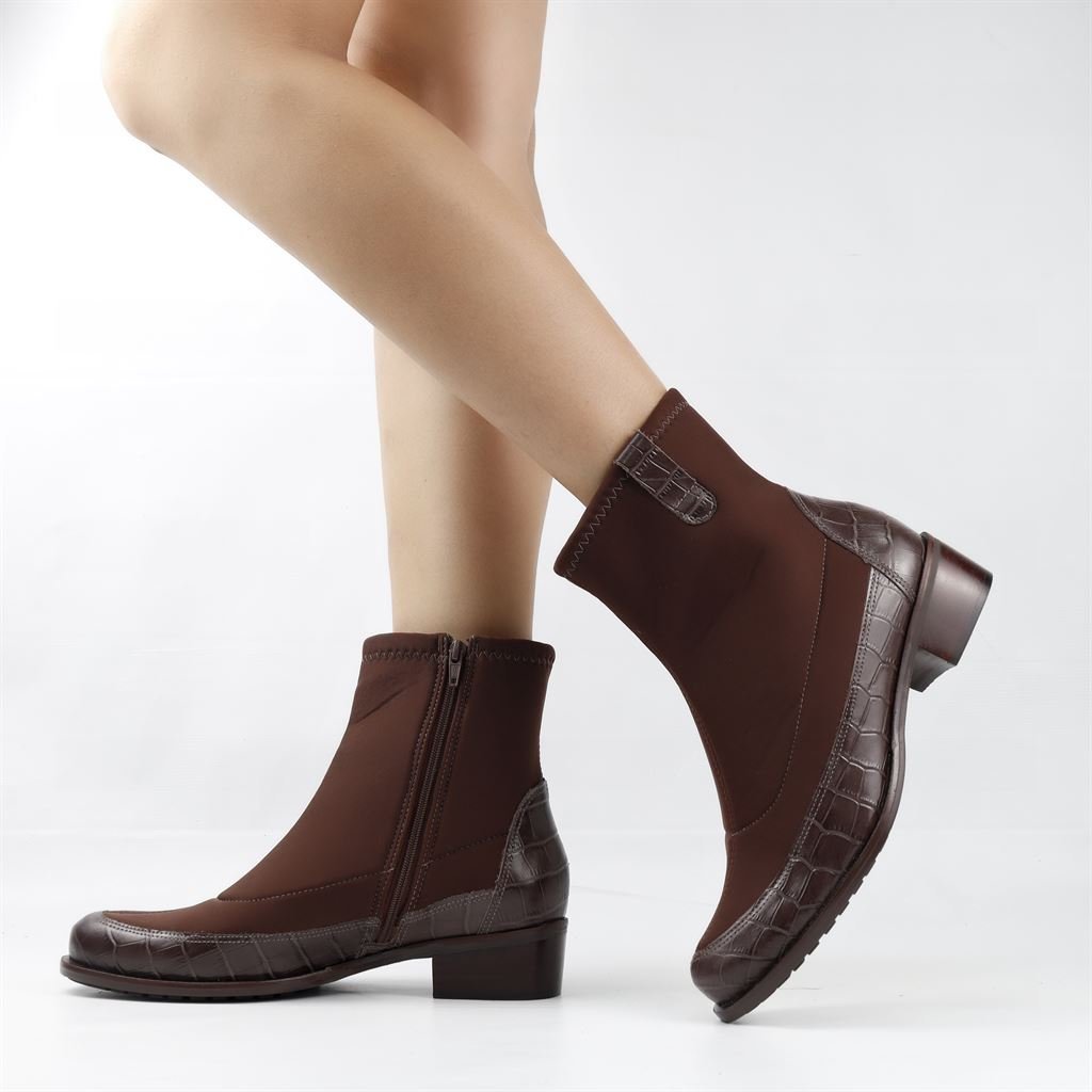 Bota Cano Baixo Croco Lycra