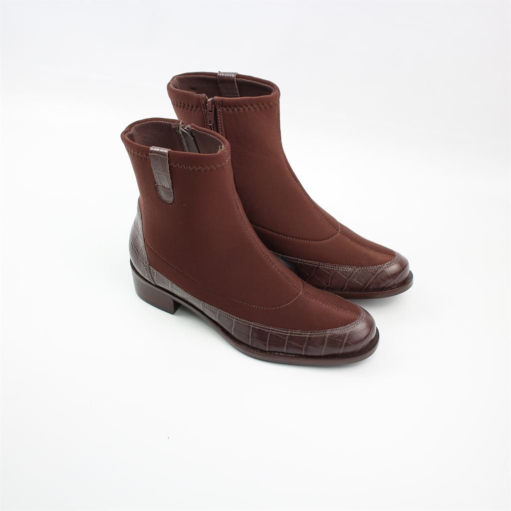 Bota Cano Baixo Croco Lycra Marrom 2