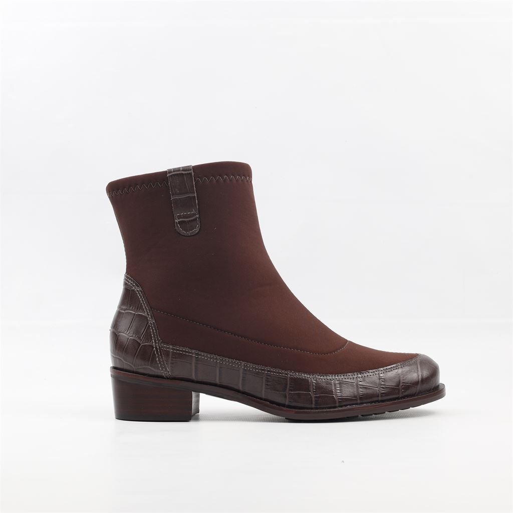 Bota Cano Baixo Croco Lycra Marrom 5