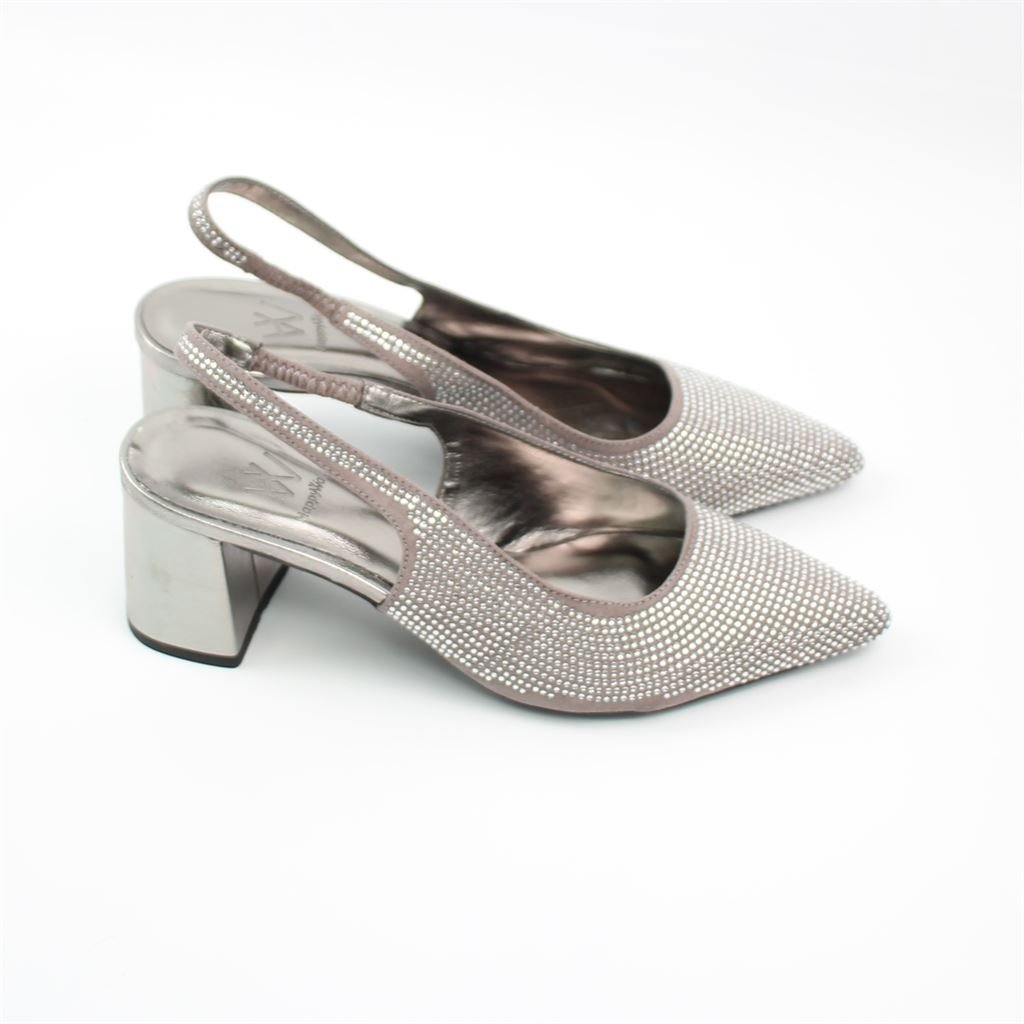 Scarpin Slingback Hot Fix Prata 2
