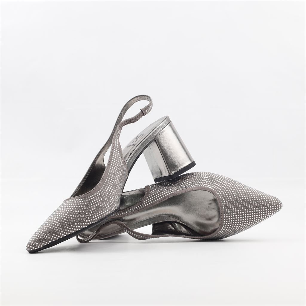 Scarpin Slingback Hot Fix Prata 4