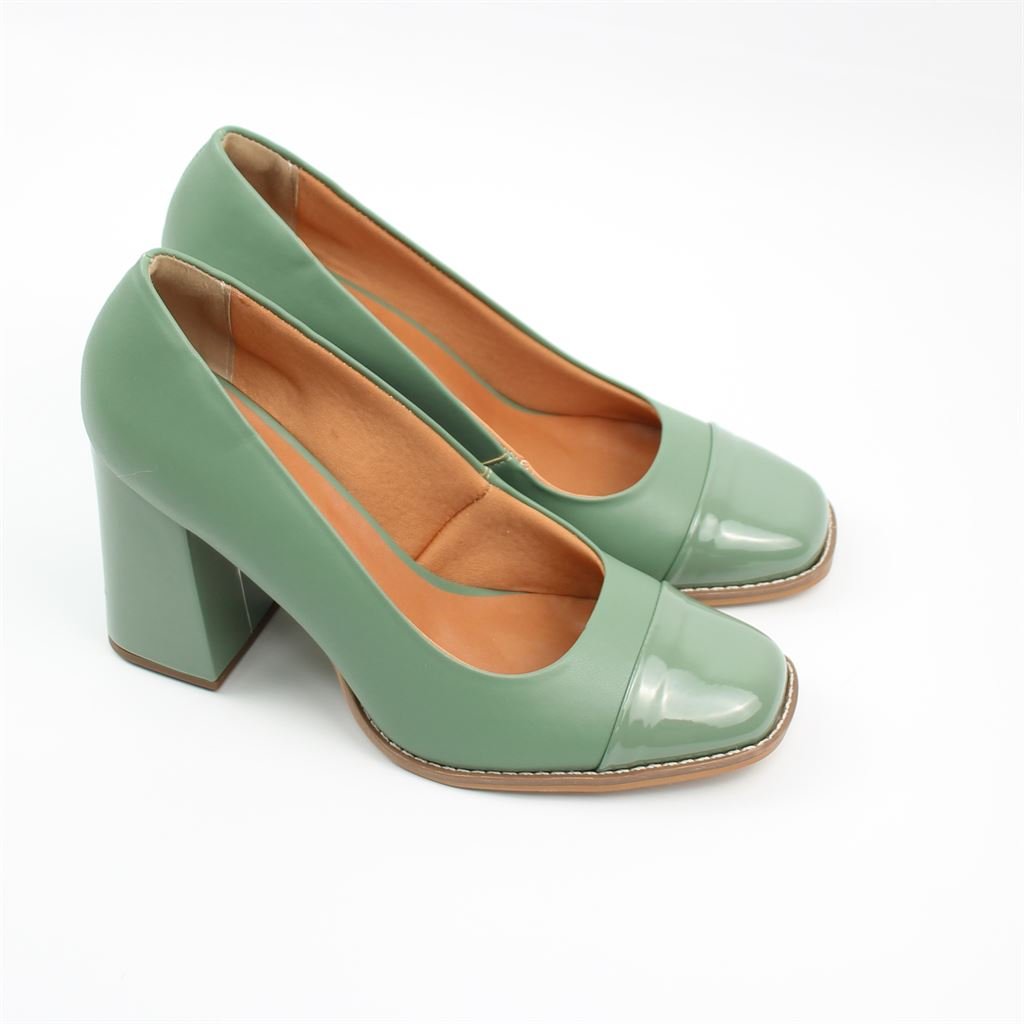 Scarpin Salto Bloco Verniz Verde 2