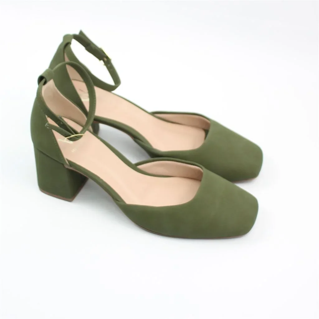 Scarpin Salto Bloco Fiveo Verde 2