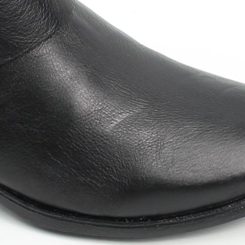 Bota Cano Baixo Fivelas Couro Preto 6