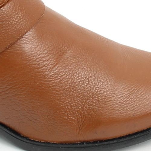 Bota Cano Baixo Fivelas Couro Preto 9