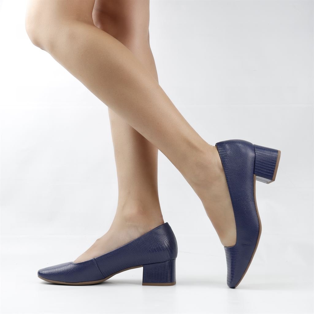 Scarpin Salto Bloco Classic Azul 1