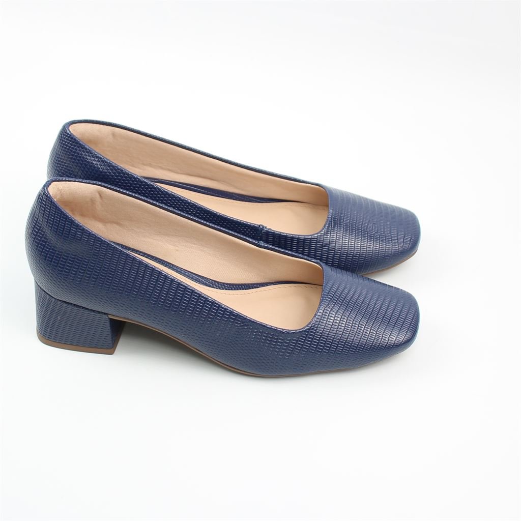 Scarpin Salto Bloco Classic Azul 2