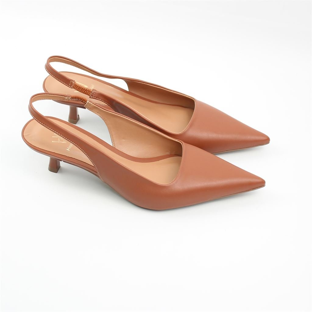 Scarpin Salto Fino Slingback Marrom 5