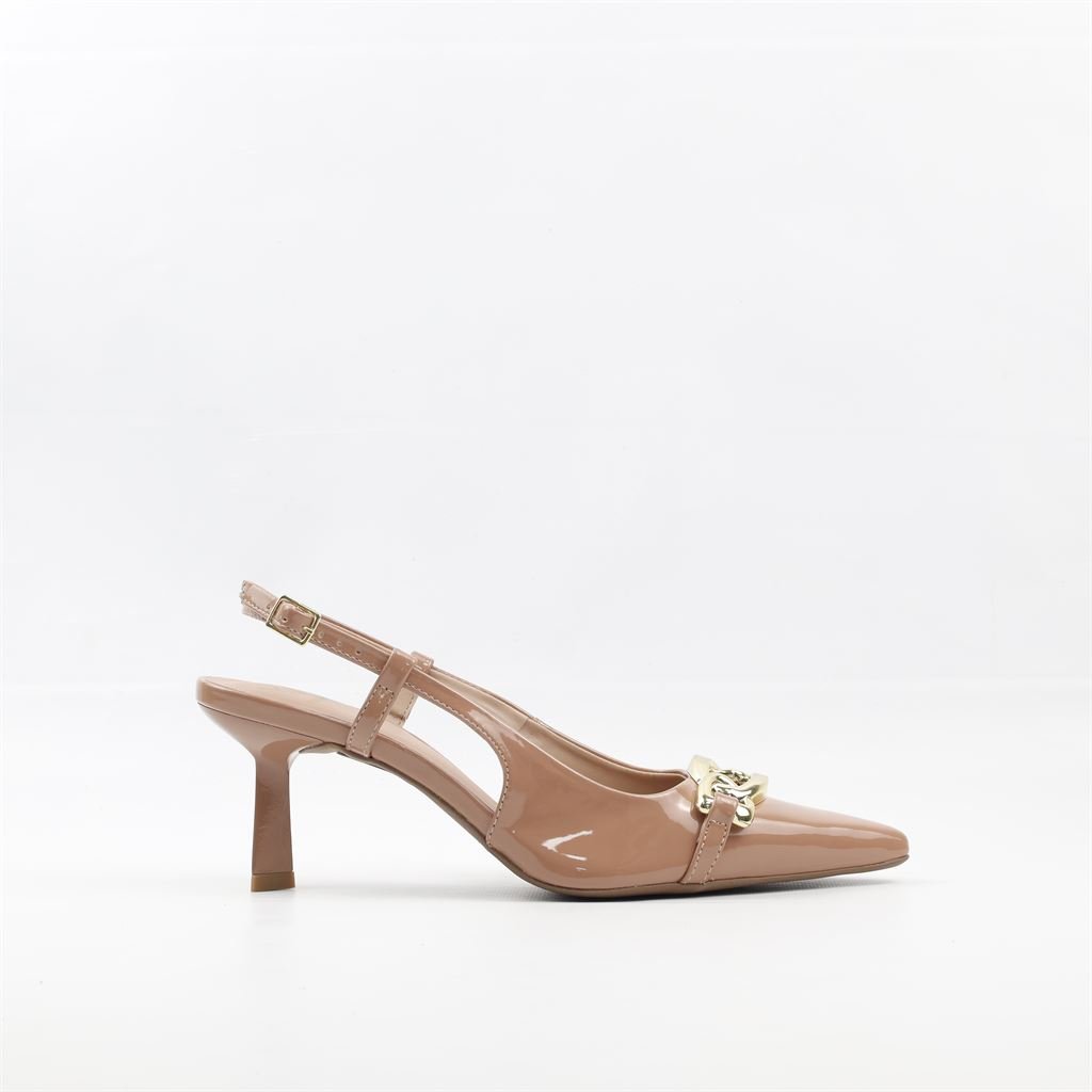 Scarpin Salto Fino Slingback Bege 5