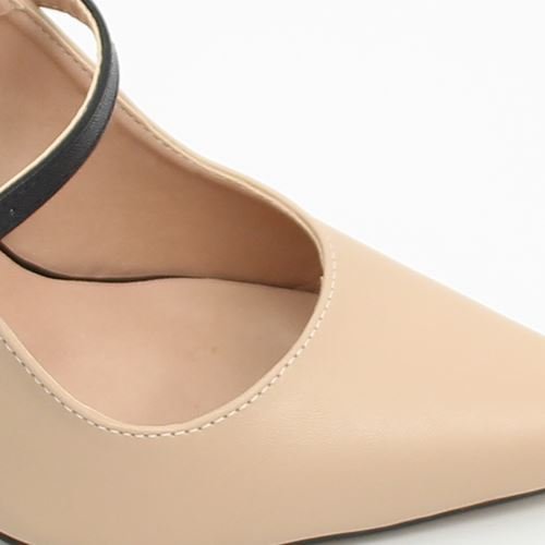 Scarpin Salto Bloco Slingback Bege 3