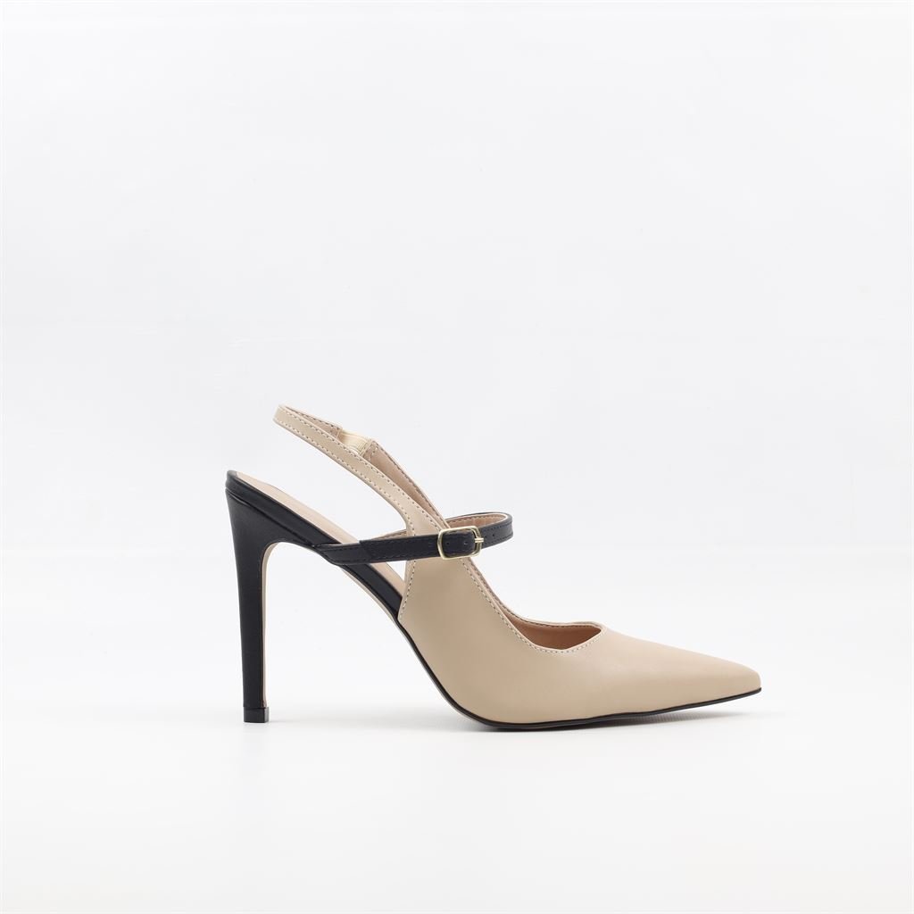 Scarpin Salto Bloco Slingback Bege 5