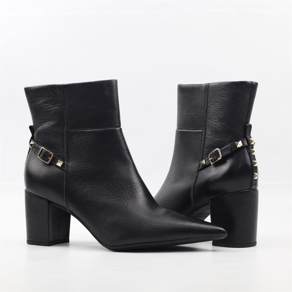 Bota Cano Baixo Couro Preto 5