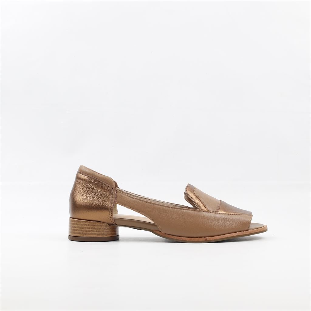 Peep Toe Salto Bloco Couro Marrom 2