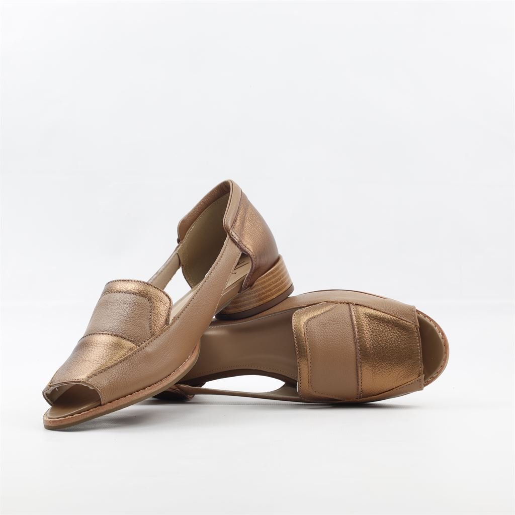 Peep Toe Salto Bloco Couro Marrom 5