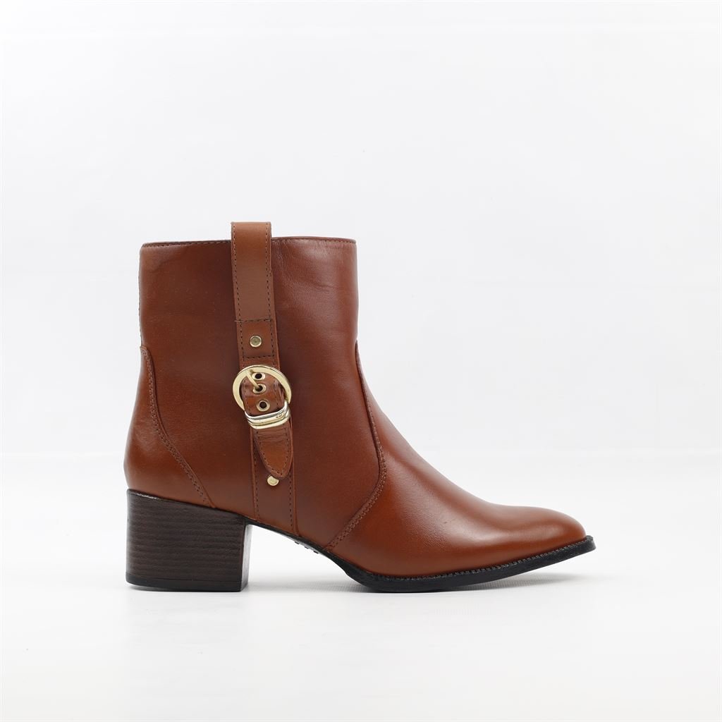 Bota Cano Baixo Couro Fivela Marrom 2