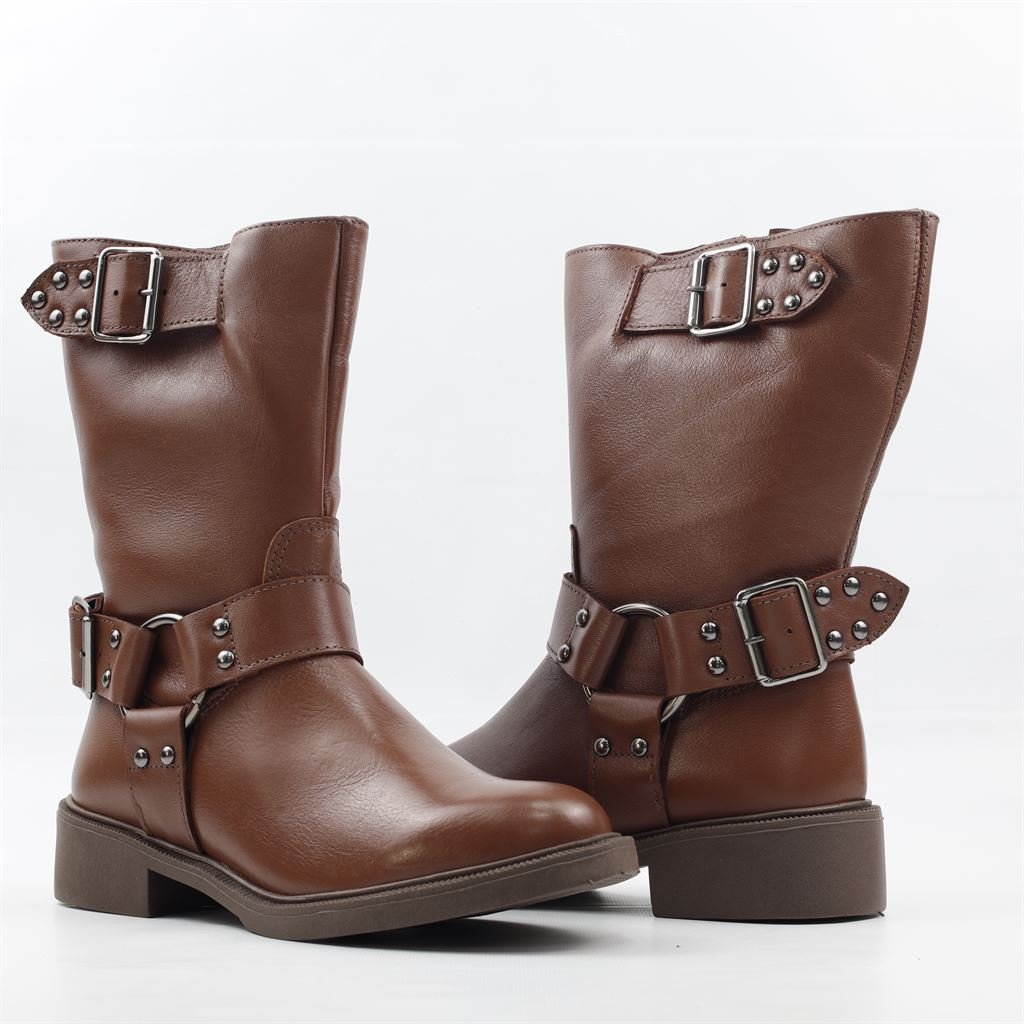 Bota Cano Médio Couro Marrom 4