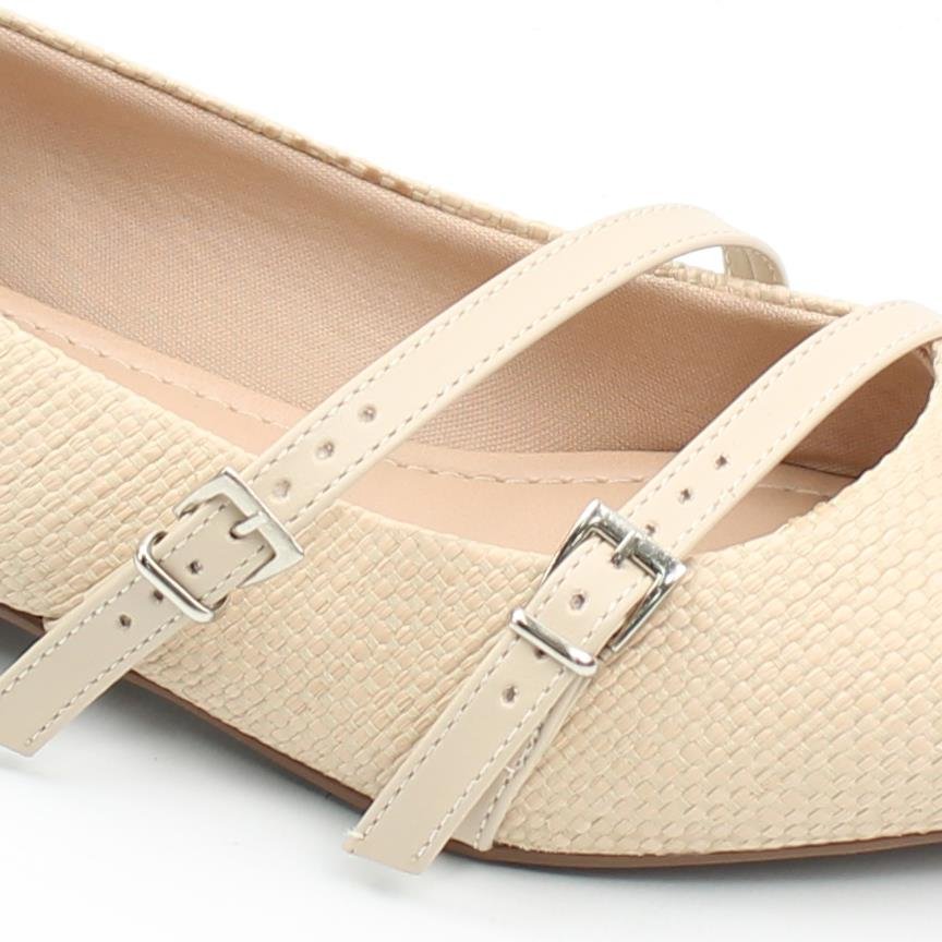 Sapatilha Bico Fino Fivelas Bege 3