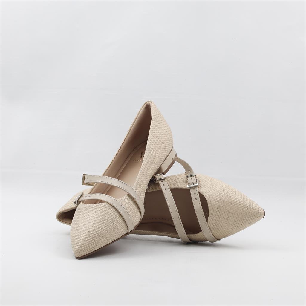 Sapatilha Bico Fino Fivelas Bege 4