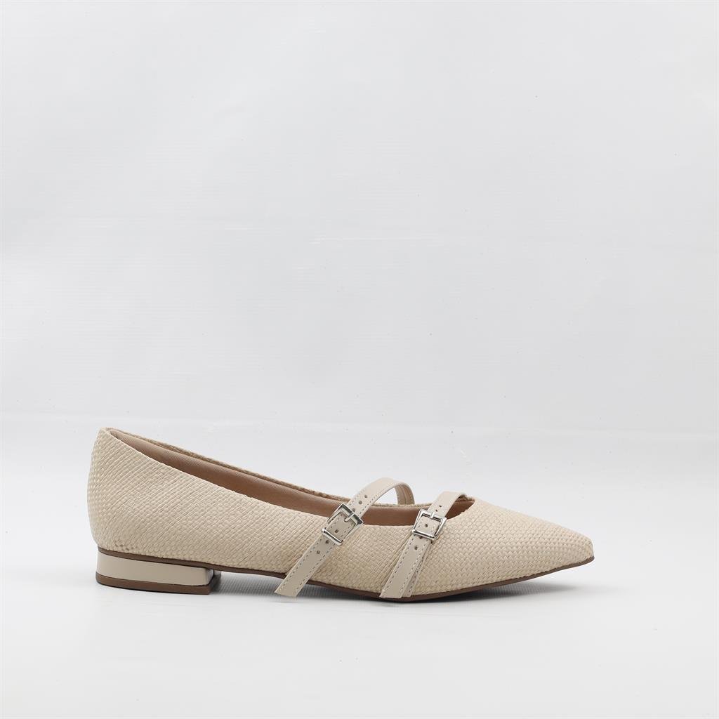 Sapatilha Bico Fino Fivelas Bege 5