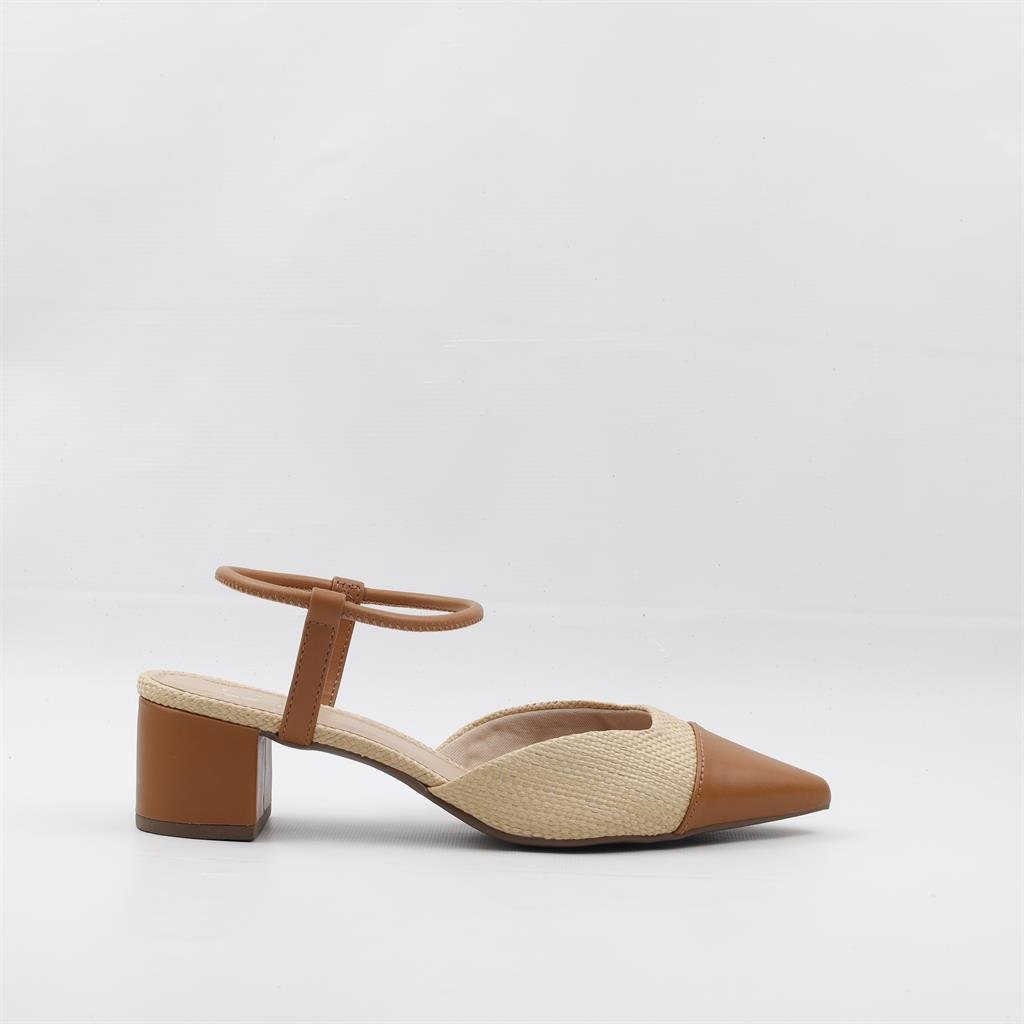 Scarpin Salto Bloco Slingback Bege 5