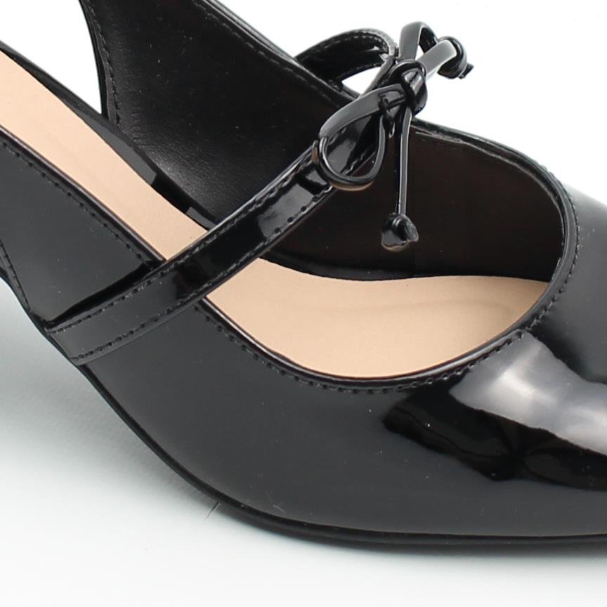 Scarpin Slingback Salto Bloco Preto 3